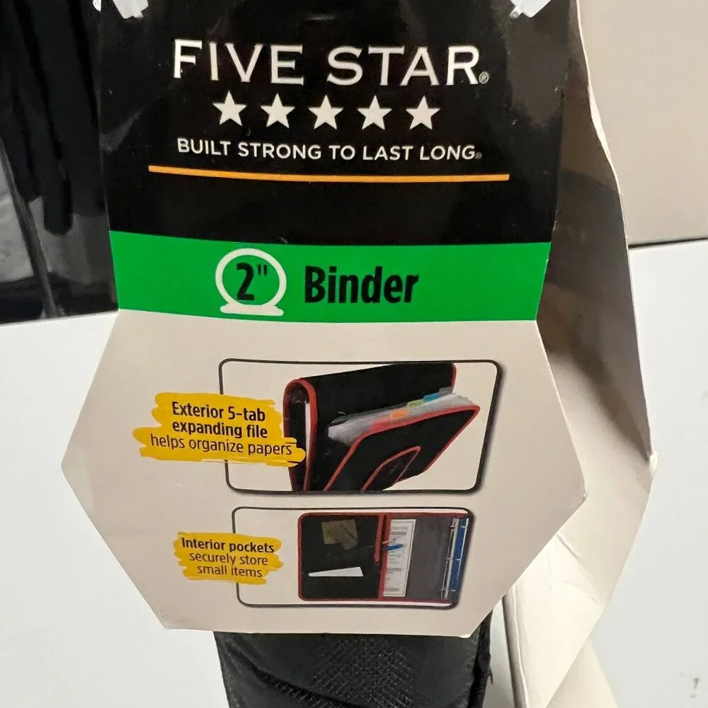Five Star 2 inch Binder 580 Sheet Capacity Black Gray 12.75